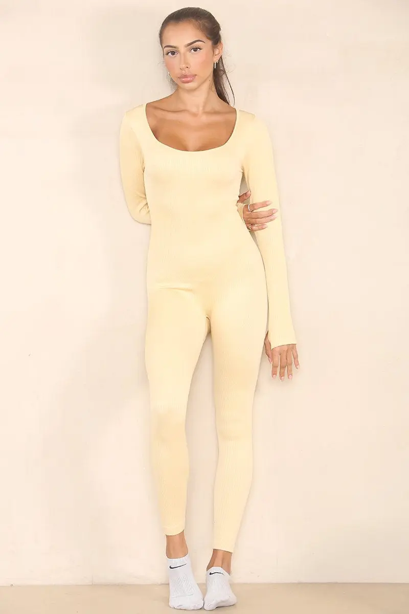 KATCH ME Athletic Seamless U Neck Long Sleeve Shaping Jumpsuit - Image 3