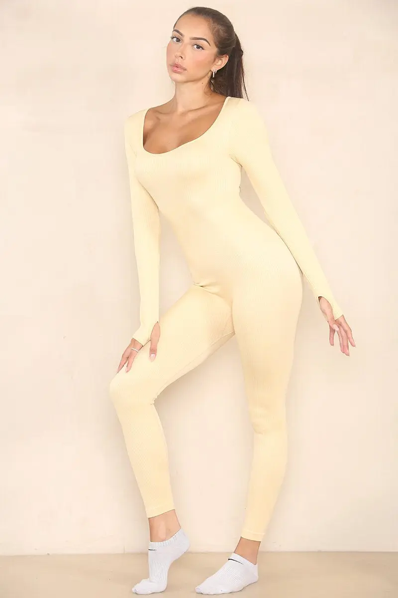 KATCH ME Athletic Seamless U Neck Long Sleeve Shaping Jumpsuit - Image 4