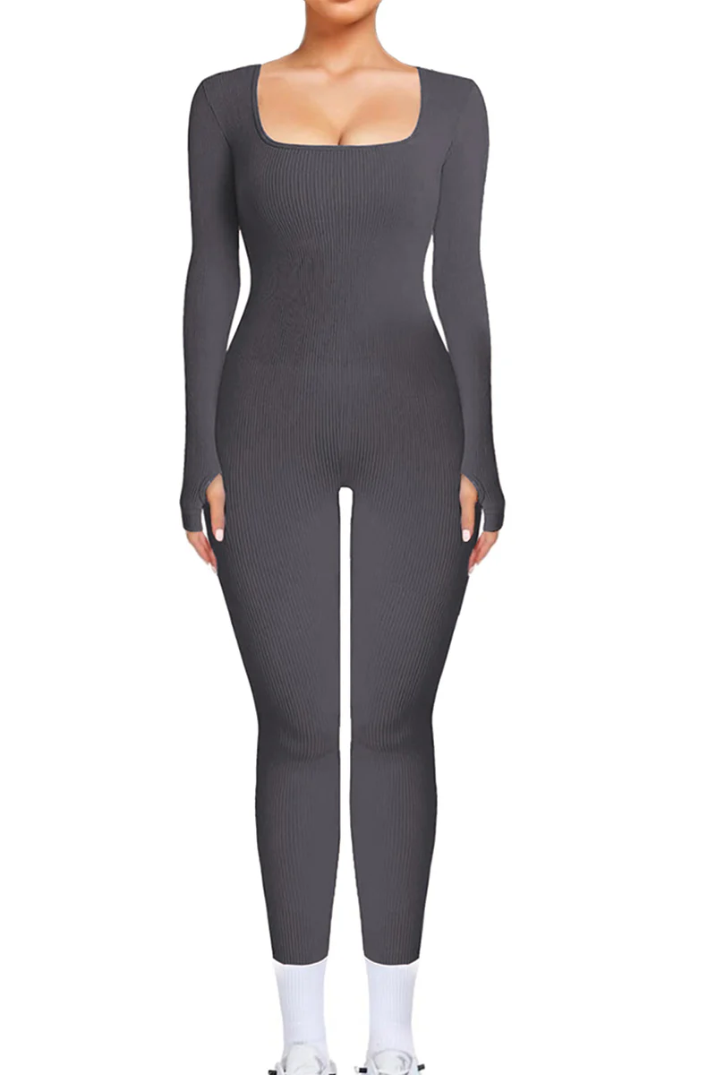 KATCH ME Athletic Seamless U Neck Long Sleeve Shaping Jumpsuit - Image 9