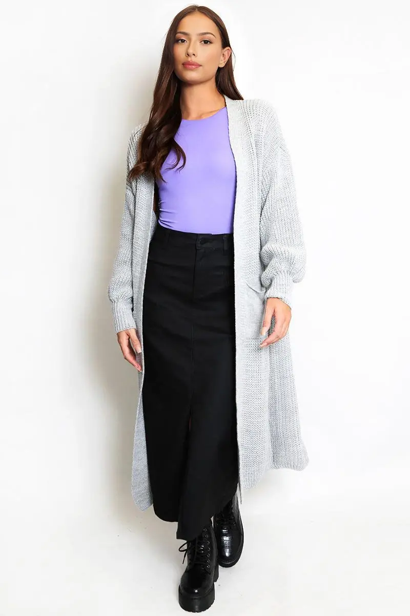 KATCH ME Casual Knit Puff Sleeve Loose Open-Front Cardigan - Image 11