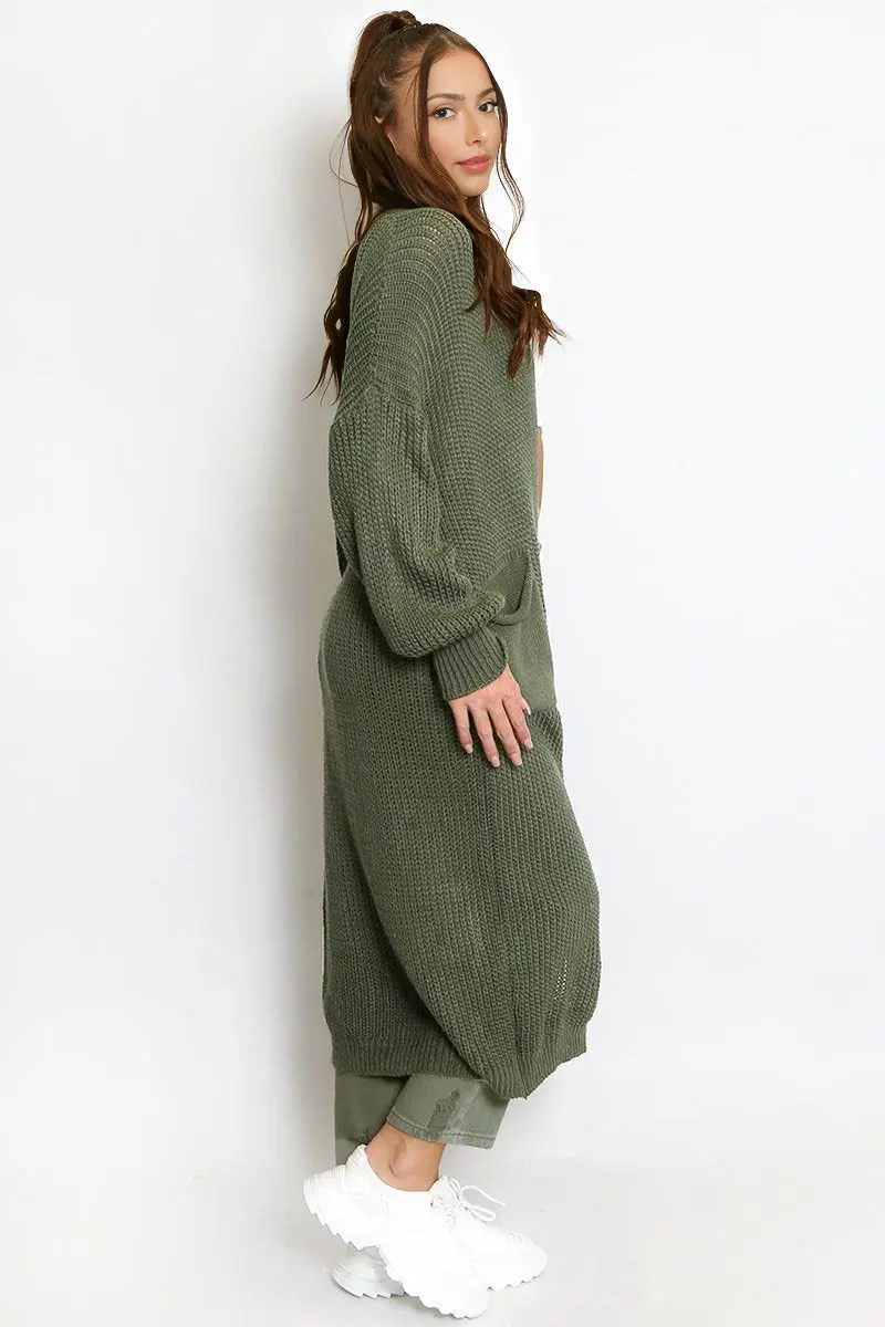 KATCH ME Casual Knit Puff Sleeve Loose Open-Front Cardigan - Image 22