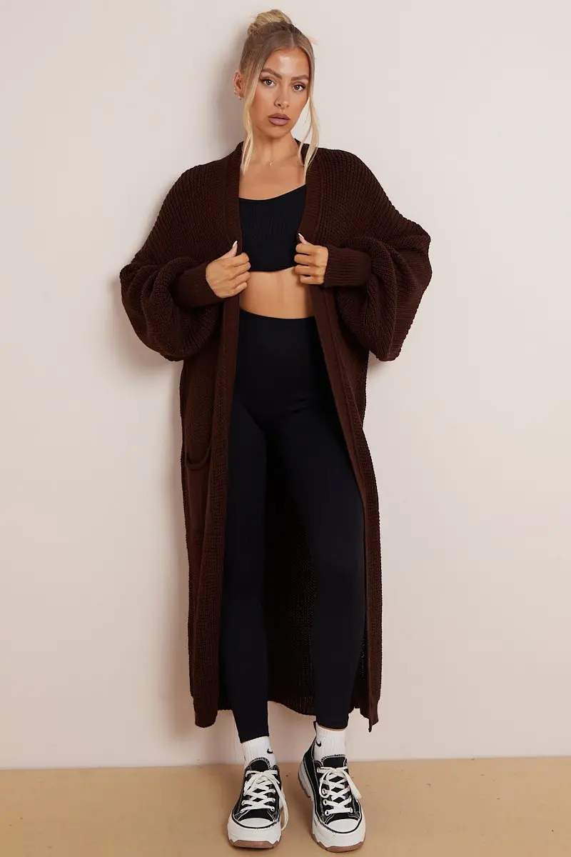 KATCH ME Casual Knit Puff Sleeve Loose Open-Front Cardigan - Image 25