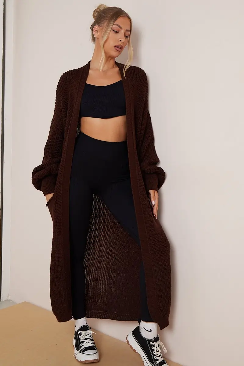 KATCH ME Casual Knit Puff Sleeve Loose Open-Front Cardigan - Image 26