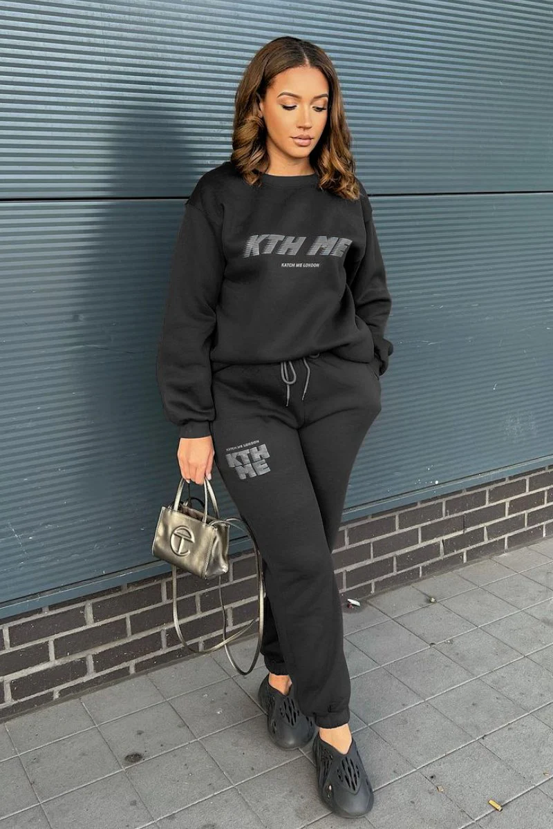 KATCH ME Print Loose Sweatshirt & Sweatpants Co-ord Set - Image 5