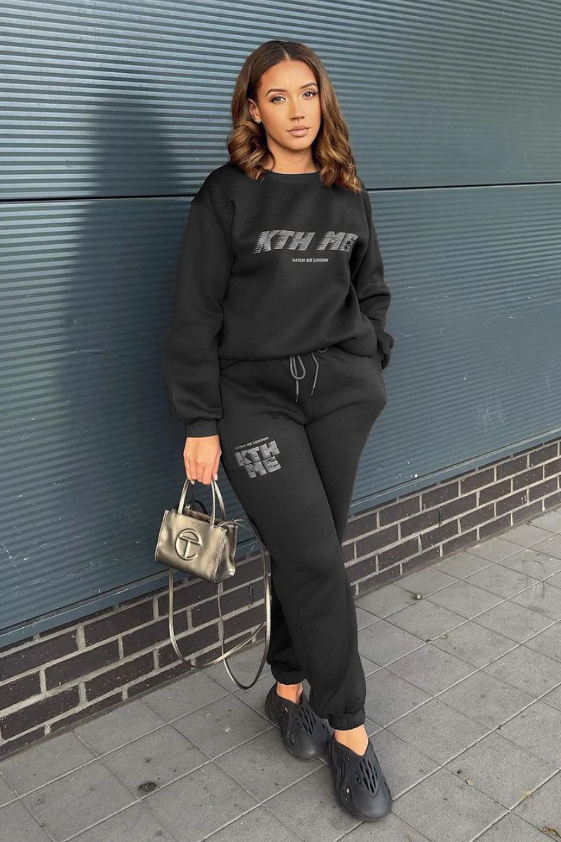 KATCH ME Print Loose Sweatshirt & Sweatpants Co-ord Set - Image 6