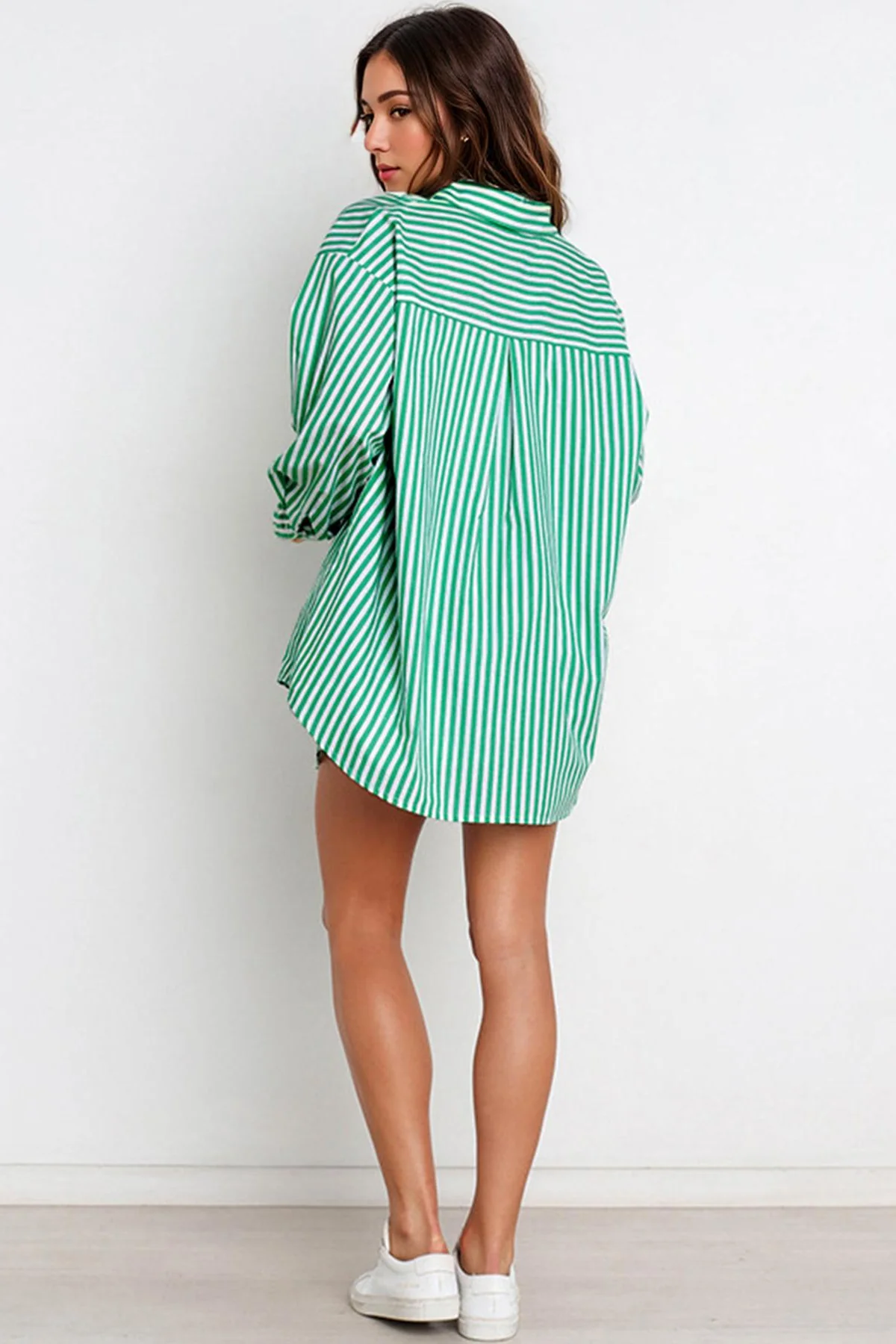 KATCH ME Stripe Collared Button-Up Shirt Drawstring Shorts Co-ord Set - Image 2