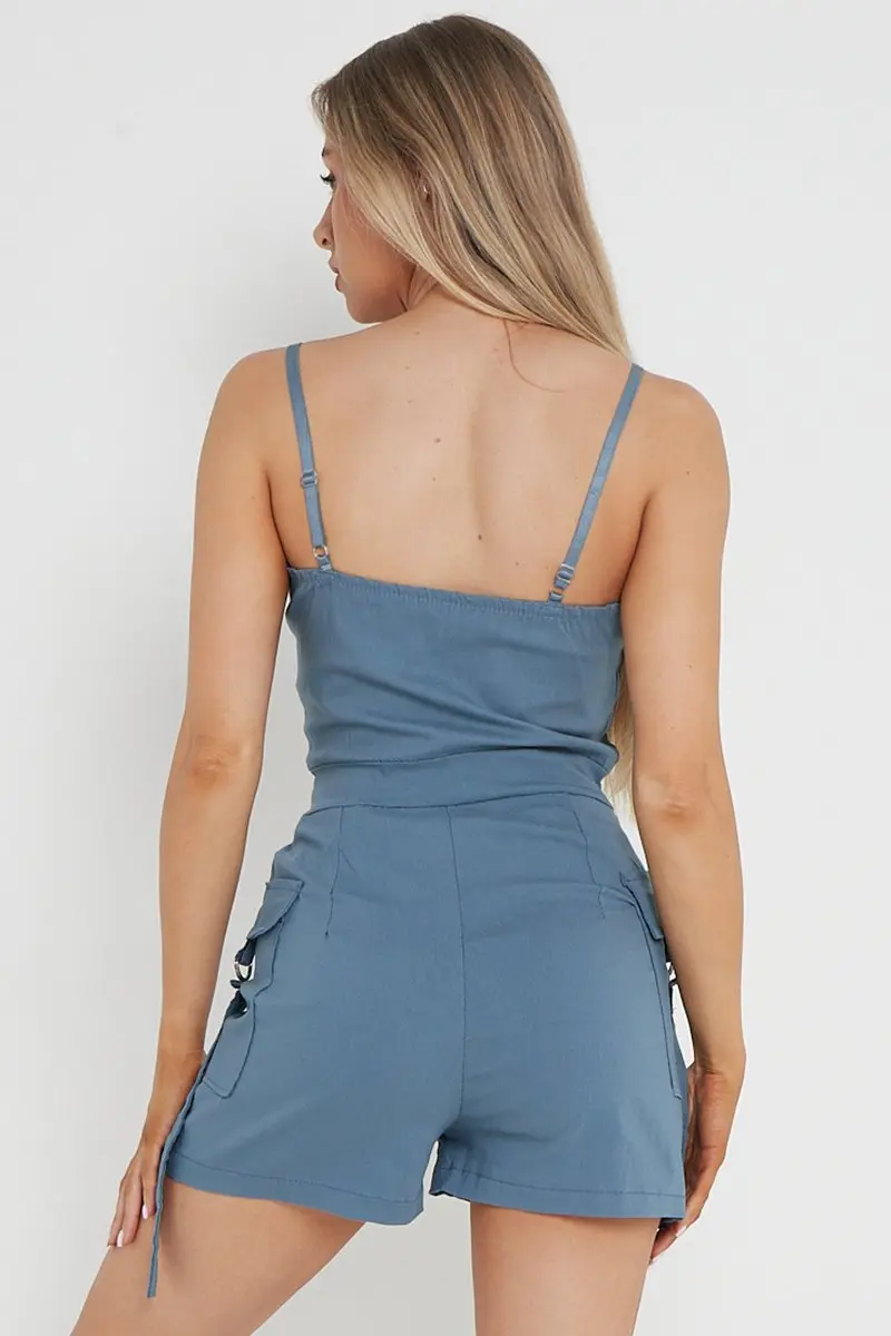 KATCH ME Thin Strap Flap Pocket Slim-Fitting Playsuit - Image 4