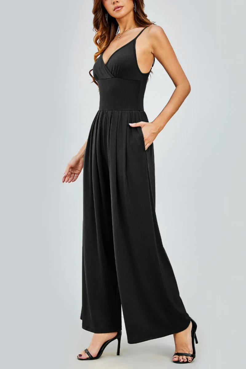 KATCH ME Spaghetti Strap Thin Waist Wide Leg Jumpsuit - Image 10