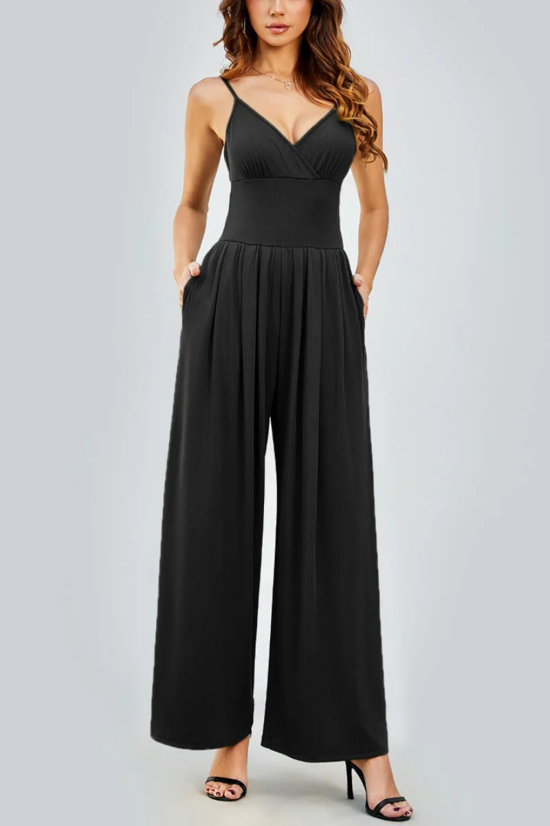 KATCH ME Spaghetti Strap Thin Waist Wide Leg Jumpsuit - Image 7
