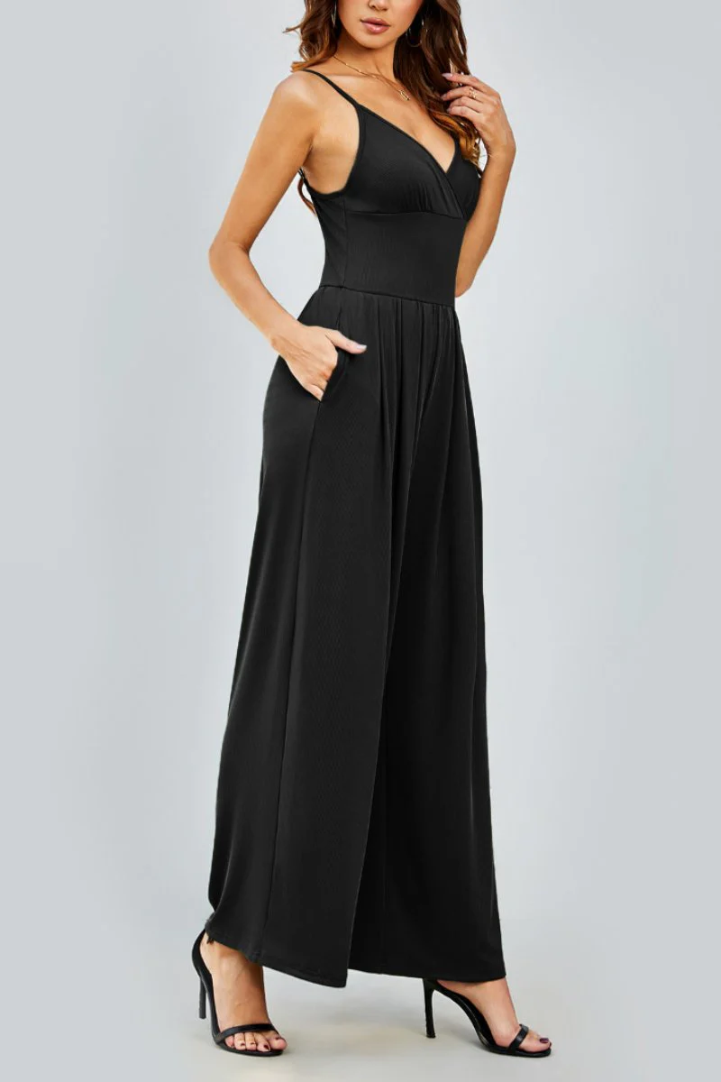 KATCH ME Spaghetti Strap Thin Waist Wide Leg Jumpsuit - Image 9