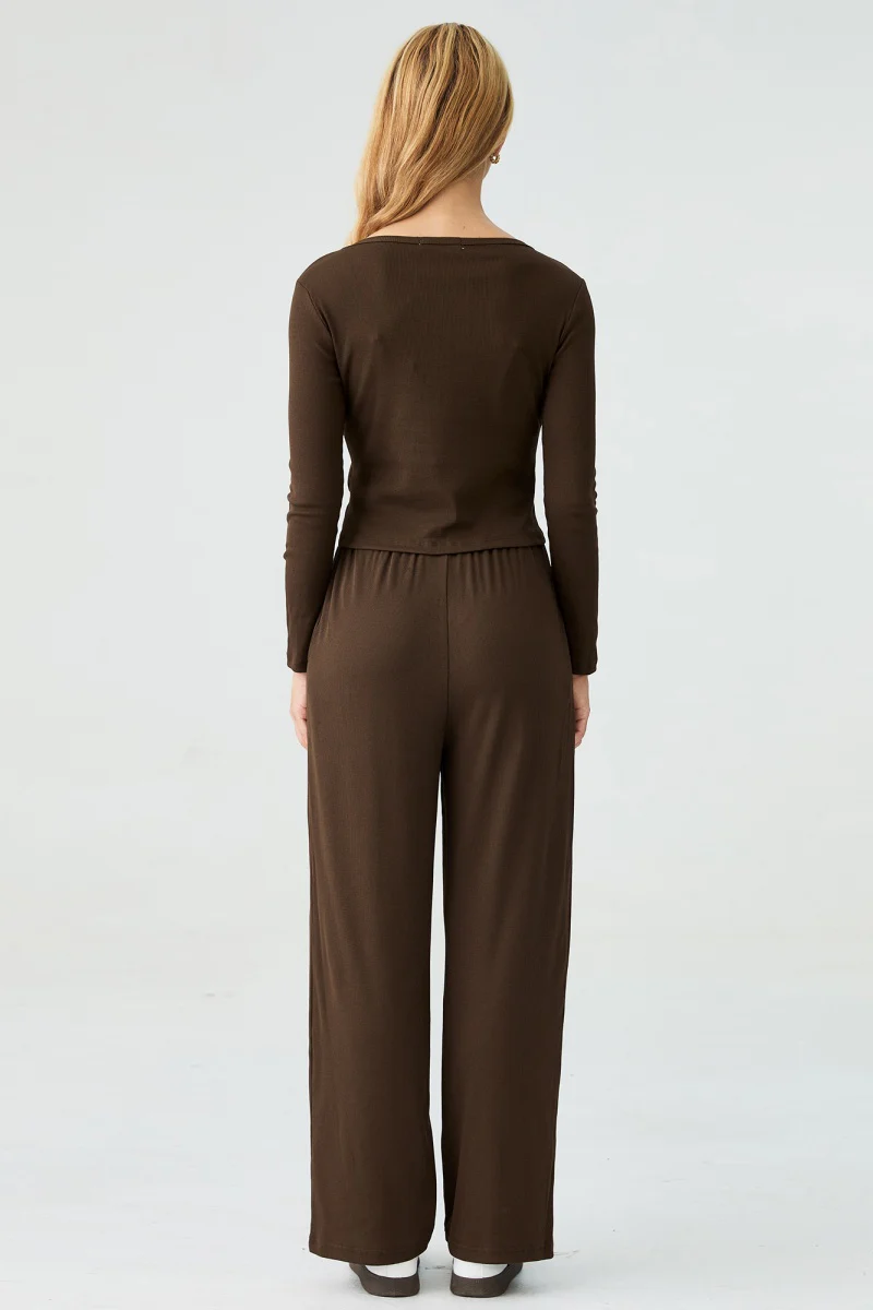 KATCH ME U-Neck Long Sleeve Top & Drawstring Waist Trousers with Lace Trim Camisole Three-Piece Set - Image 7