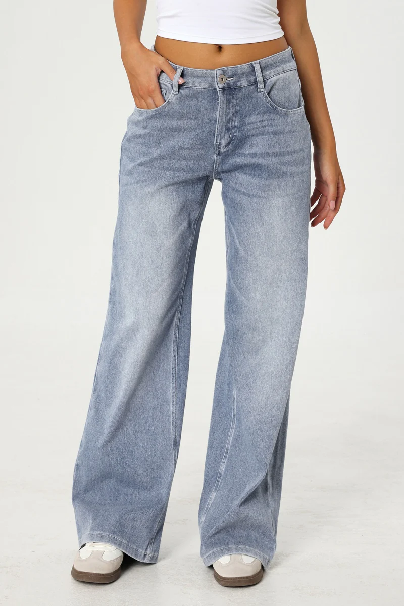 KATCH ME Low-Rise Stretch Multi-Pocket Wide Leg Jeans