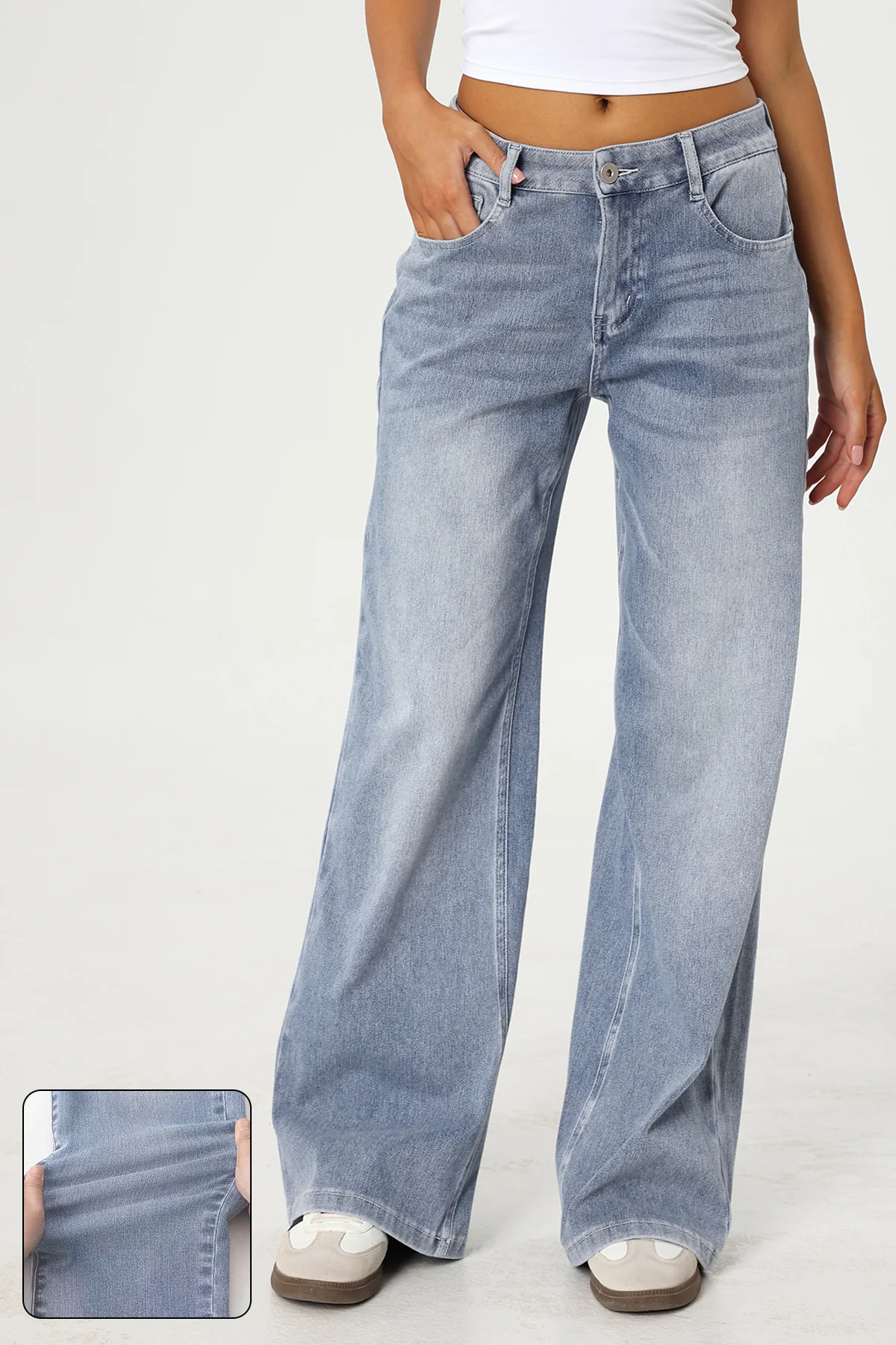 KATCH ME Low-Rise Stretch Multi-Pocket Wide Leg Jeans - Image 2