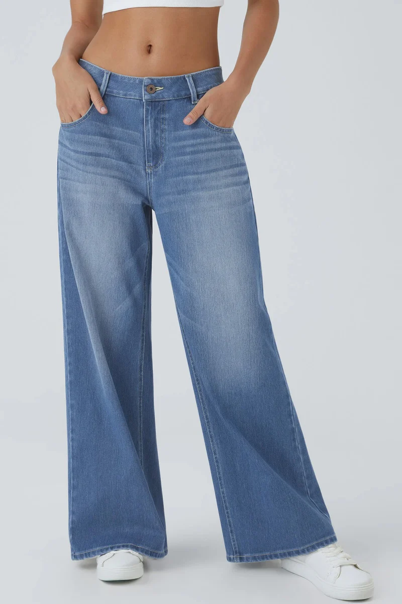 KATCH ME Low-Rise Stretch Multi-Pocket Wide Leg Jeans - Image 4