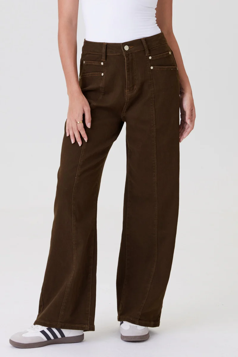 KATCH ME High Waist Multi-Pocket Soft Stretch Wide Leg Trousers