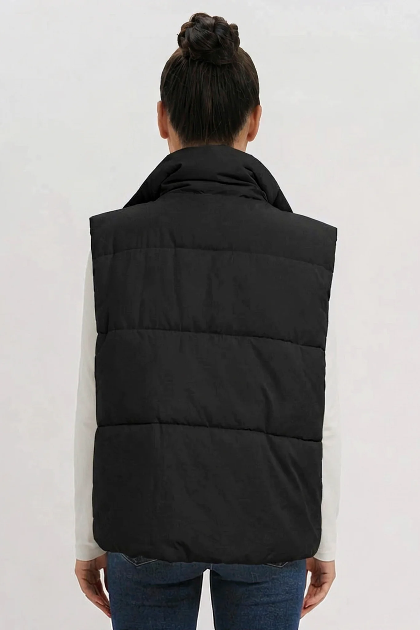 KATCH ME Solid Color Zip-Up Cotton Gilet - Image 9