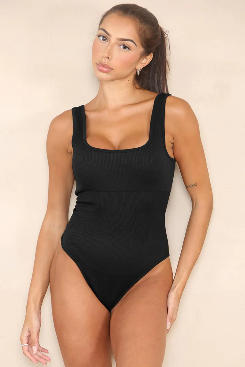 KATCH ME Breathable Solid Color U Neck Comfort Shaping Bodysuit - Image 11