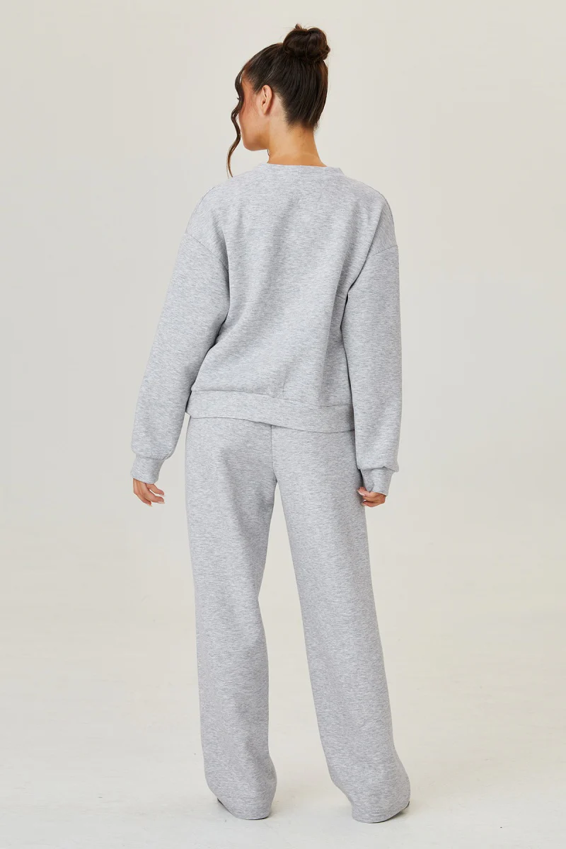 KATCH ME Comfort Solid Color Button-Up Long Sleeve Two Piece Co-ord - Image 3