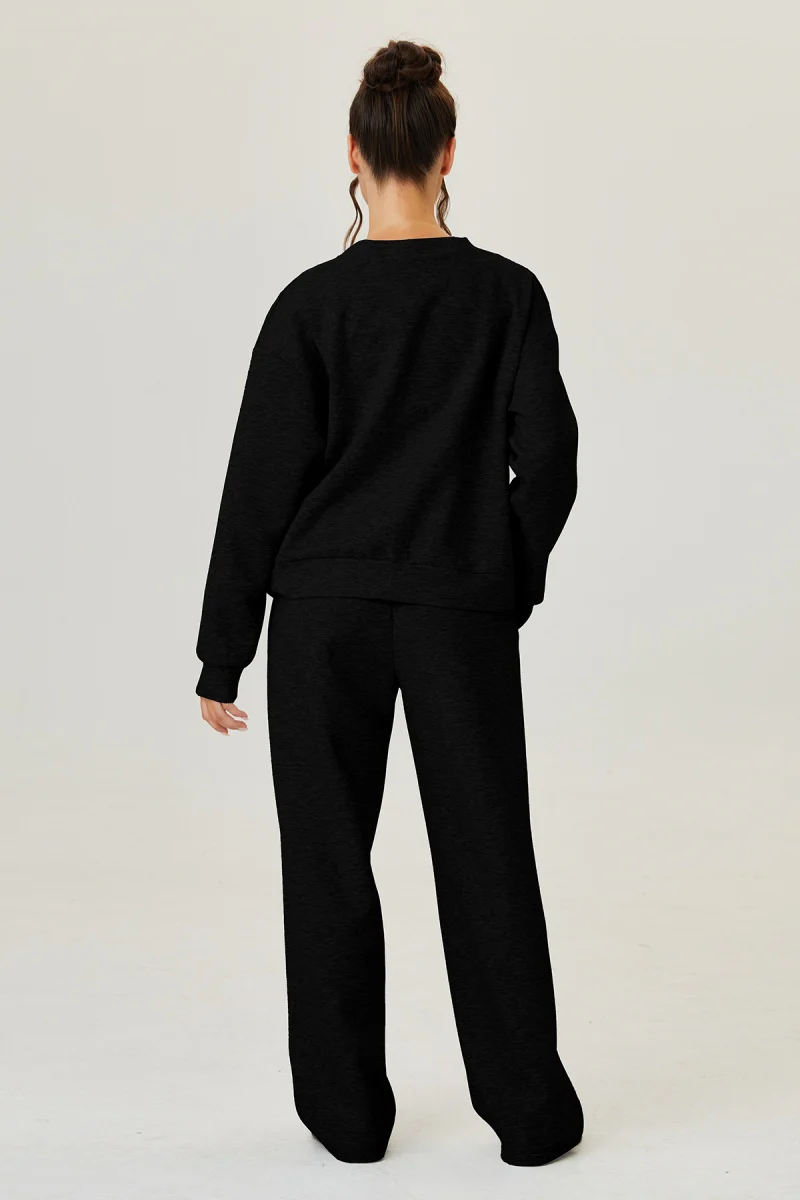 KATCH ME Comfort Solid Color Button-Up Long Sleeve Two Piece Co-ord - Image 6
