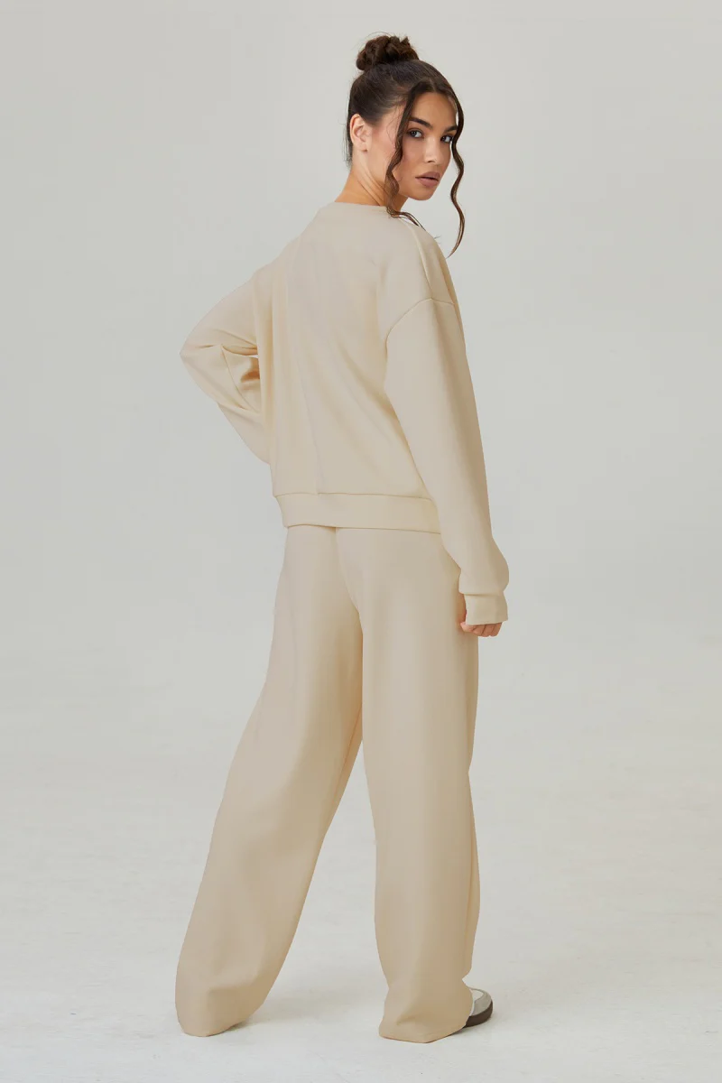 KATCH ME Comfort Solid Color Button-Up Long Sleeve Two Piece Co-ord - Image 8