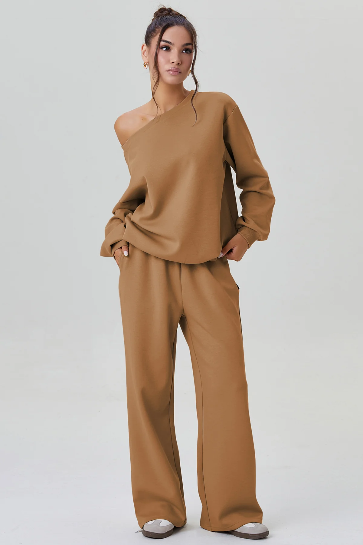 KATCH ME Sloping Shoulder Long Sleeve Top & Wide Leg Trousers Co-ord Set - Image 10