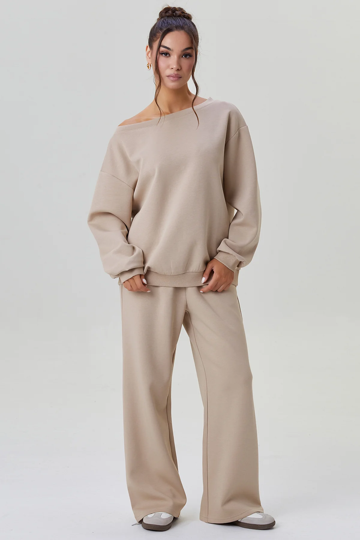 KATCH ME Sloping Shoulder Long Sleeve Top & Wide Leg Trousers Co-ord Set - Image 12