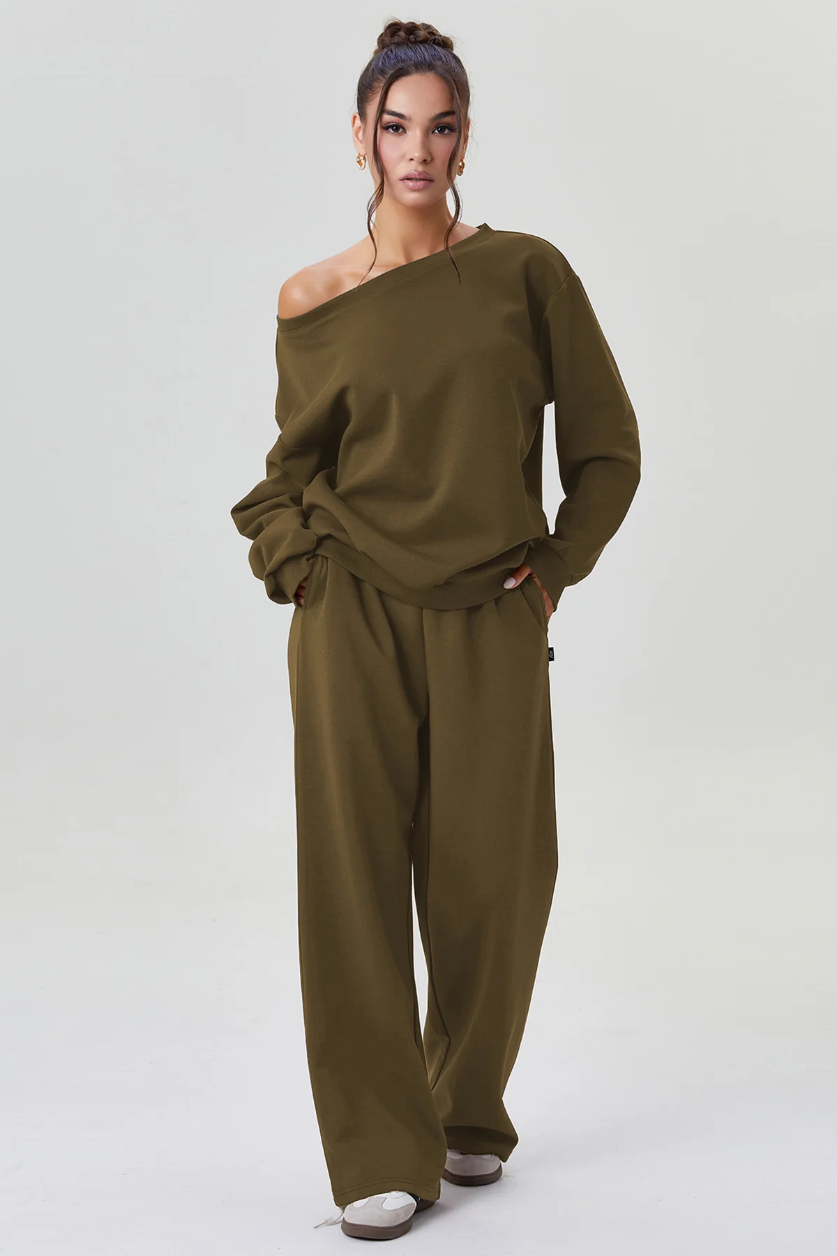 KATCH ME Sloping Shoulder Long Sleeve Top & Wide Leg Trousers Co-ord Set - Image 14