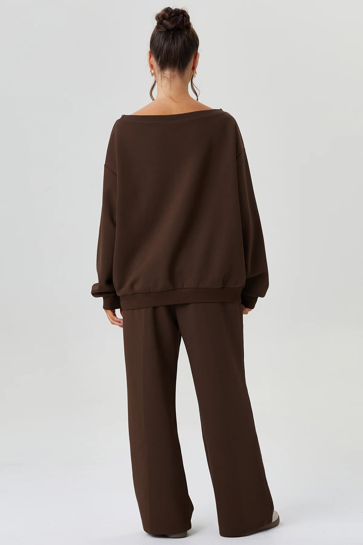 KATCH ME Sloping Shoulder Long Sleeve Top & Wide Leg Trousers Co-ord Set - Image 4