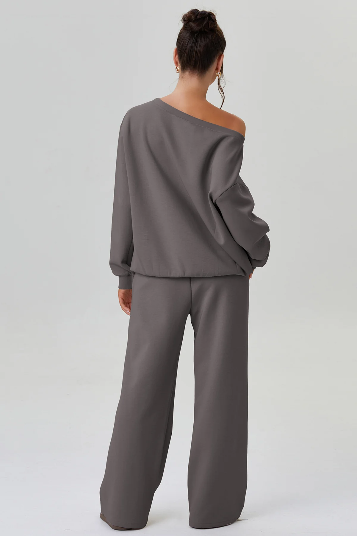 KATCH ME Sloping Shoulder Long Sleeve Top & Wide Leg Trousers Co-ord Set - Image 9