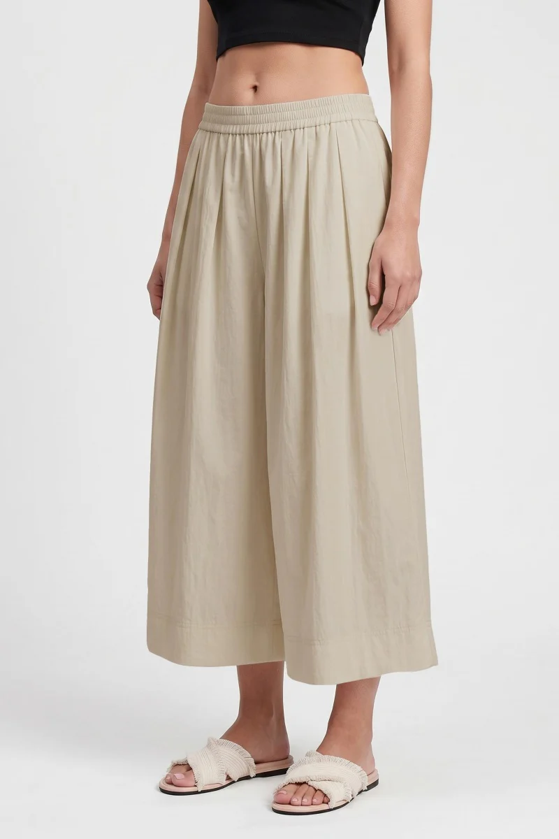 KATCH ME Lightweight Breathable Nylon Mid-Rise Drawstring Wide Leg Skort - Image 3