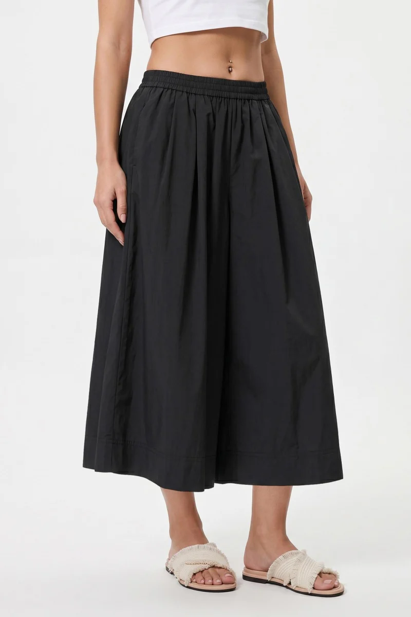 KATCH ME Lightweight Breathable Nylon Mid-Rise Drawstring Wide Leg Skort - Image 5