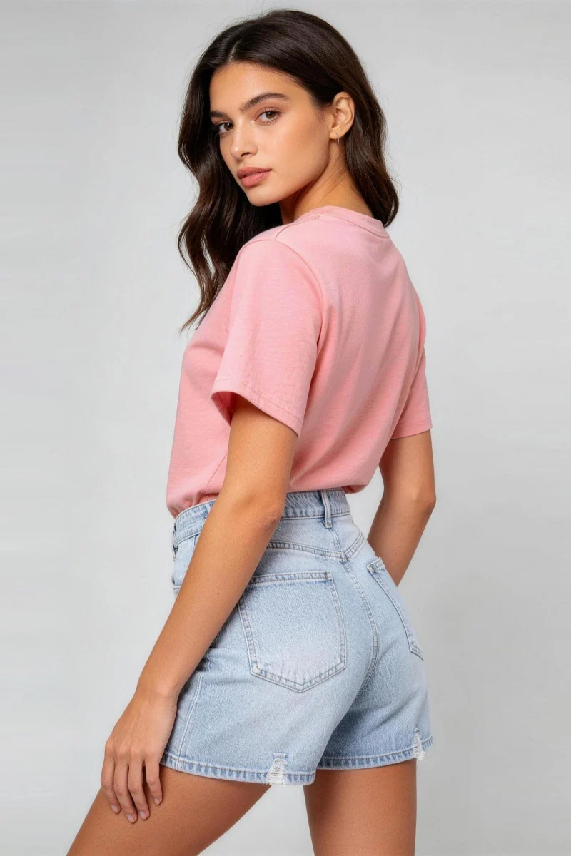 KATCH ME Soft Breathable Cotton Round Neck Loose Short Sleeve Tee - Image 3