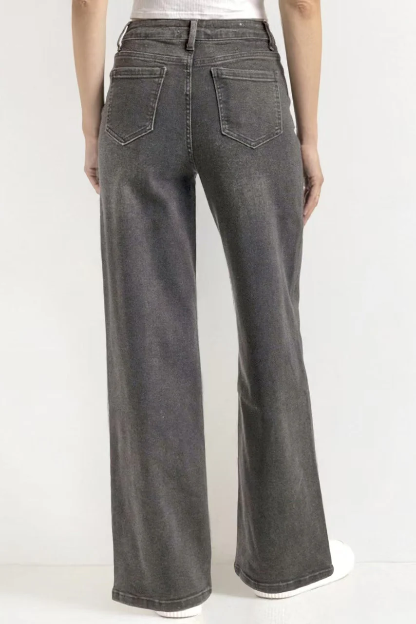KATCH ME Street Style Versatile High Waist Wide Leg Stretch Jeans - Image 11