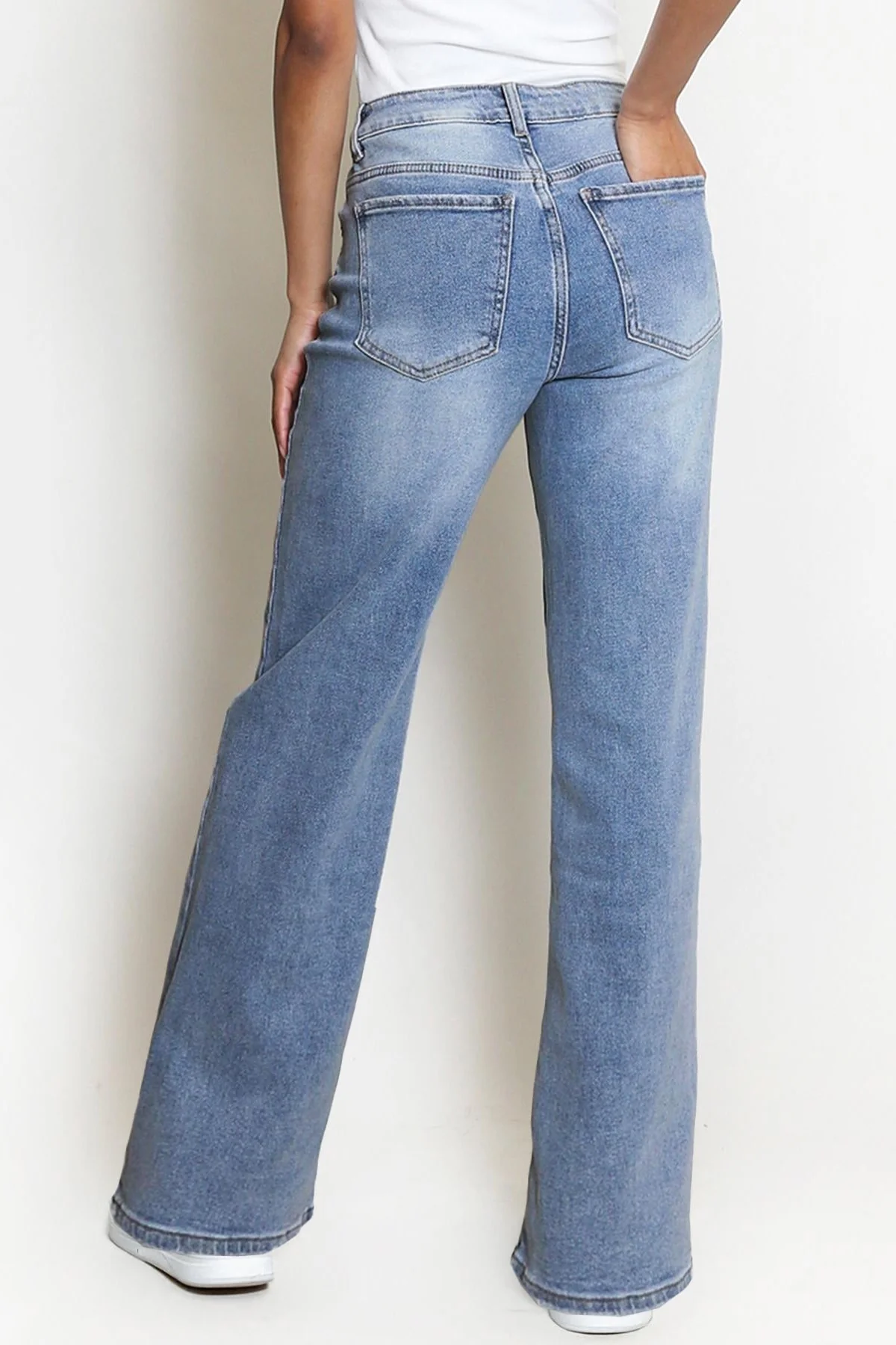KATCH ME Street Style Versatile High Waist Wide Leg Stretch Jeans - Image 13
