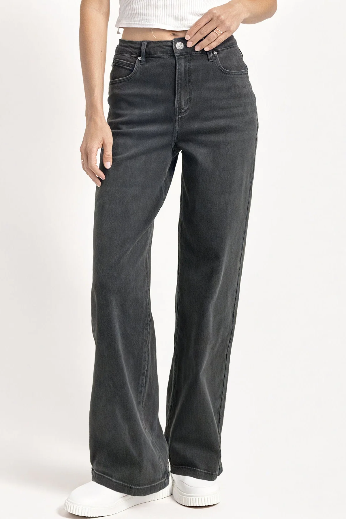 KATCH ME Street Style Versatile High Waist Wide Leg Stretch Jeans - Image 14
