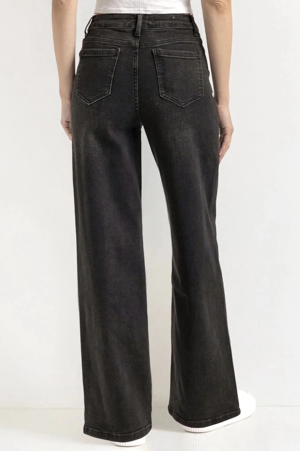 KATCH ME Street Style Versatile High Waist Wide Leg Stretch Jeans - Image 15