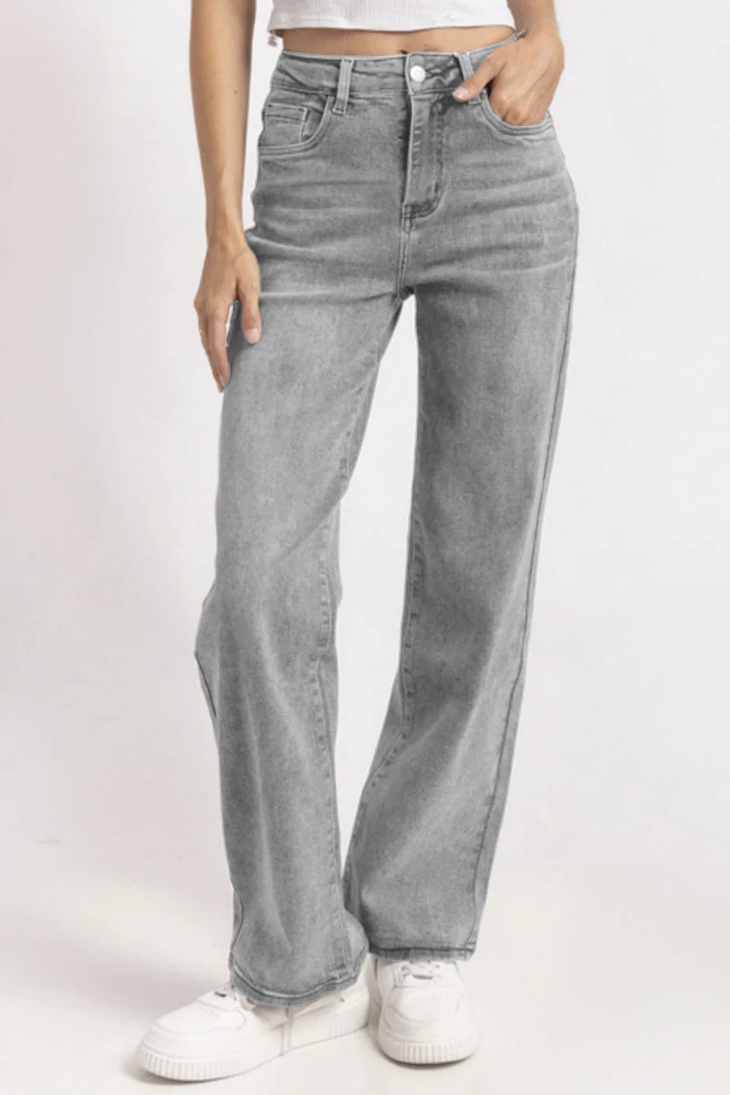 KATCH ME Street Style Versatile High Waist Wide Leg Stretch Jeans - Image 17