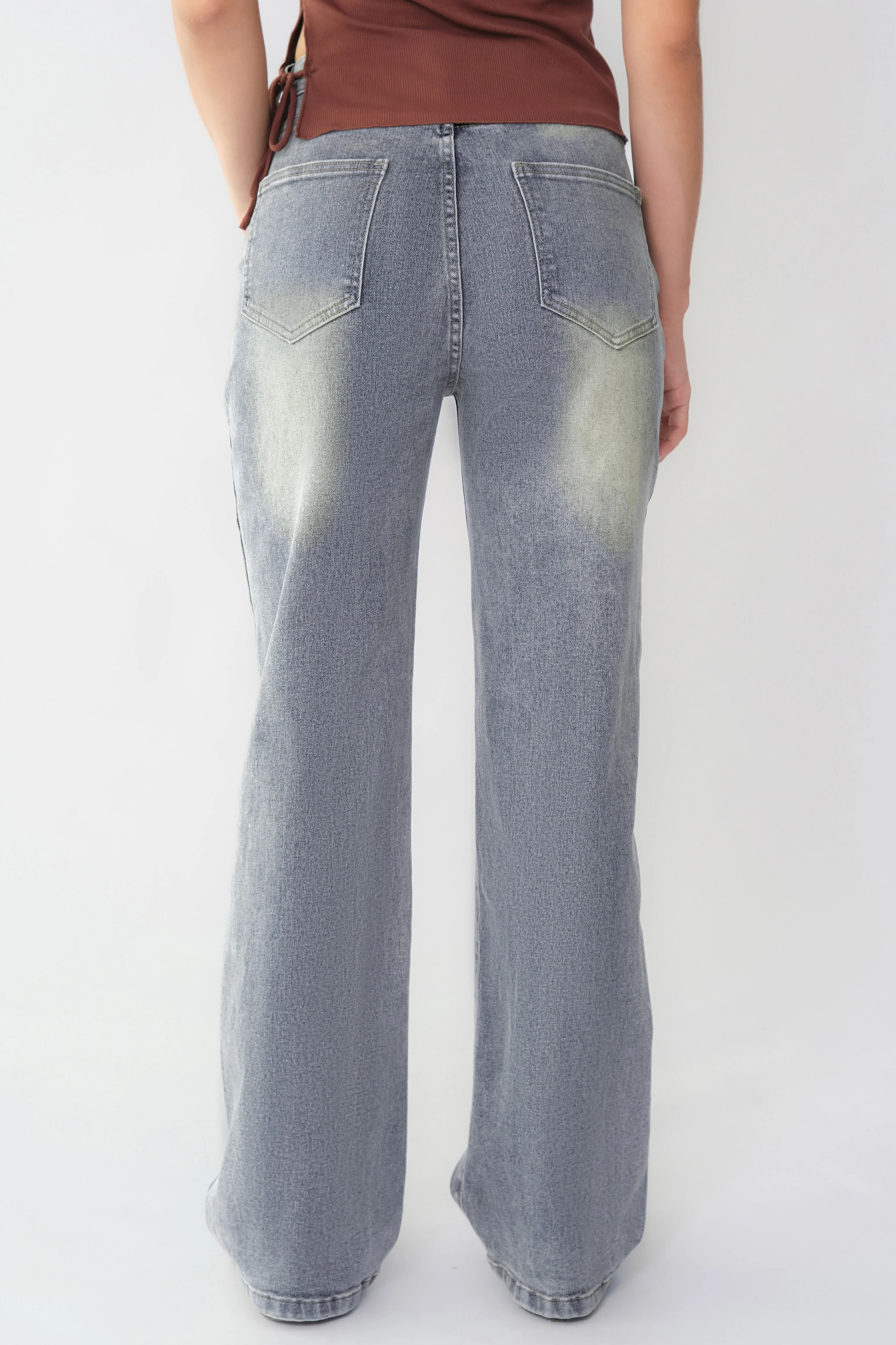 KATCH ME Street Style Versatile High Waist Wide Leg Stretch Jeans - Image 5
