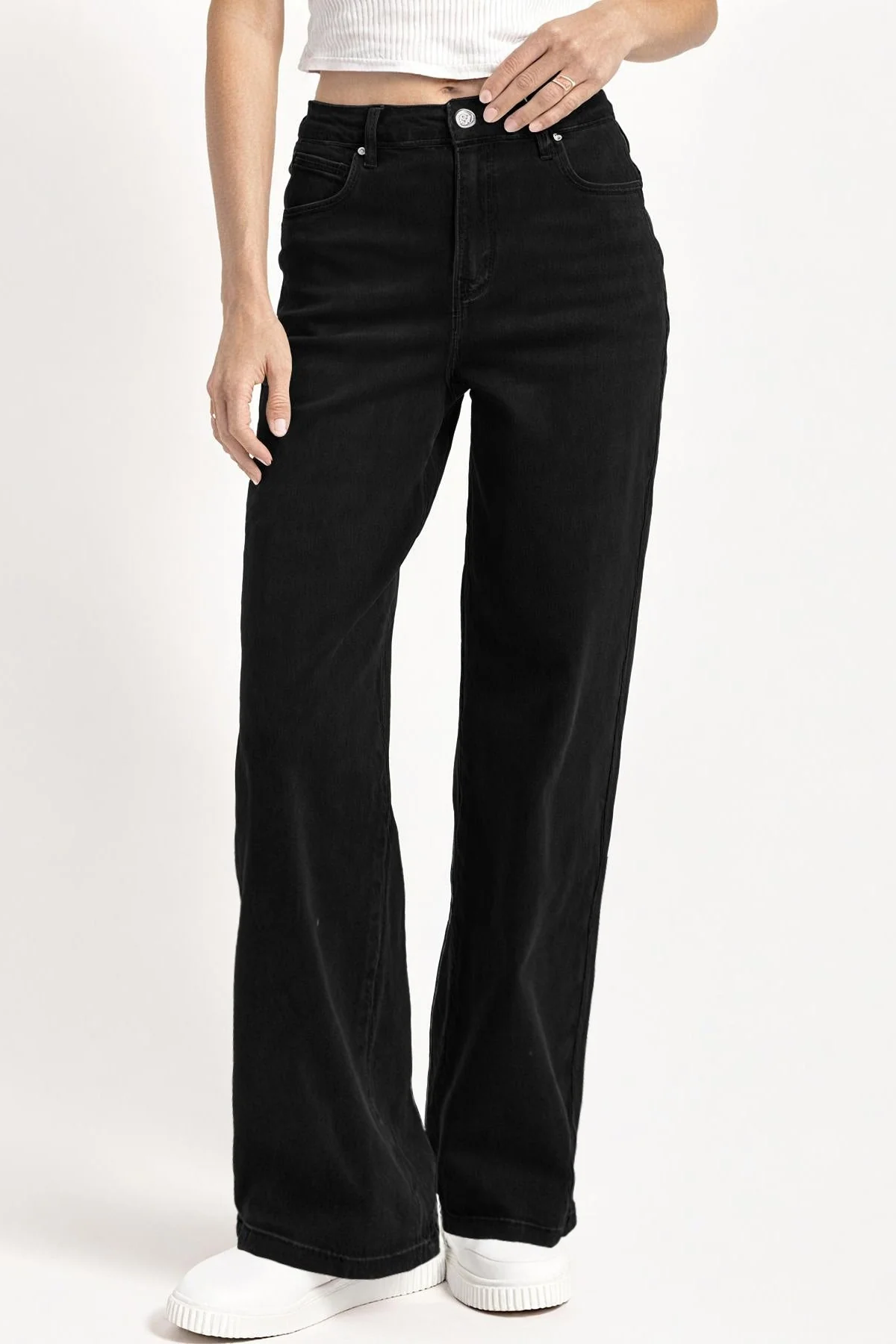 KATCH ME Street Style Versatile High Waist Wide Leg Stretch Jeans - Image 8