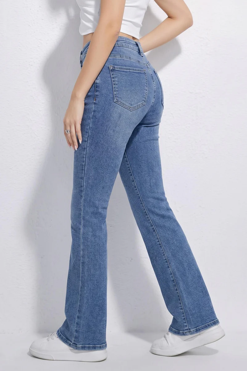 KATCH ME Stretch Durable Denim High Waist Flared Jeans - Image 5
