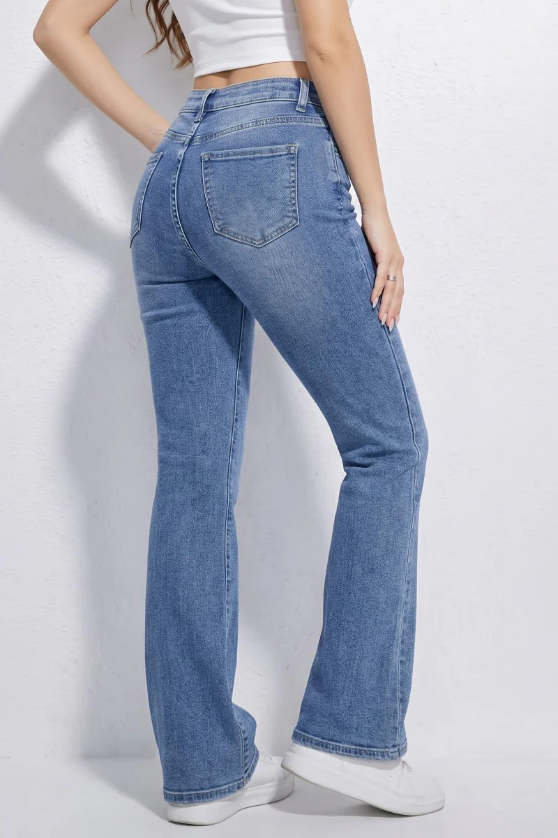 KATCH ME Stretch Durable Denim High Waist Flared Jeans - Image 6