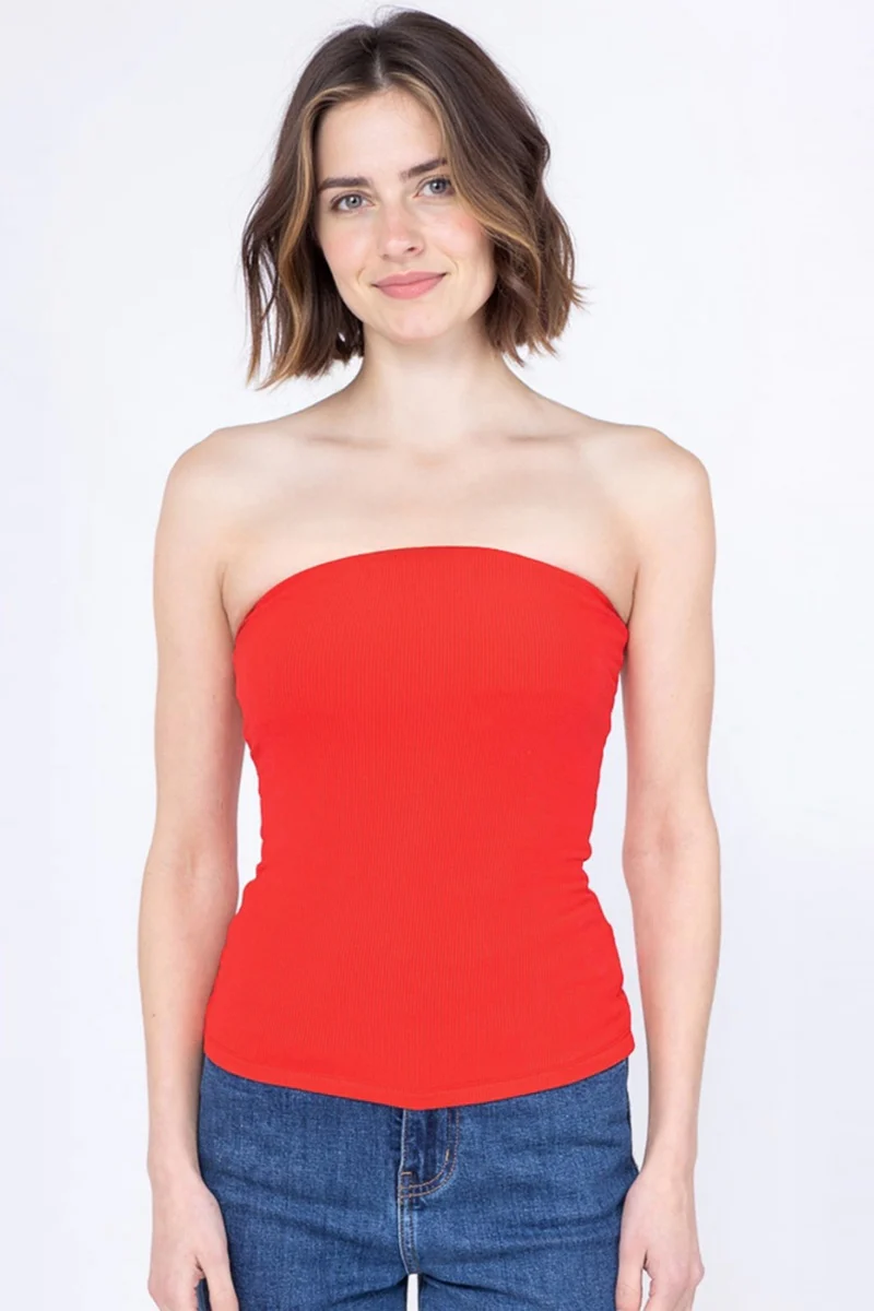 KATCH ME Stretch Slim Solid Color Sleeveless Tube Top