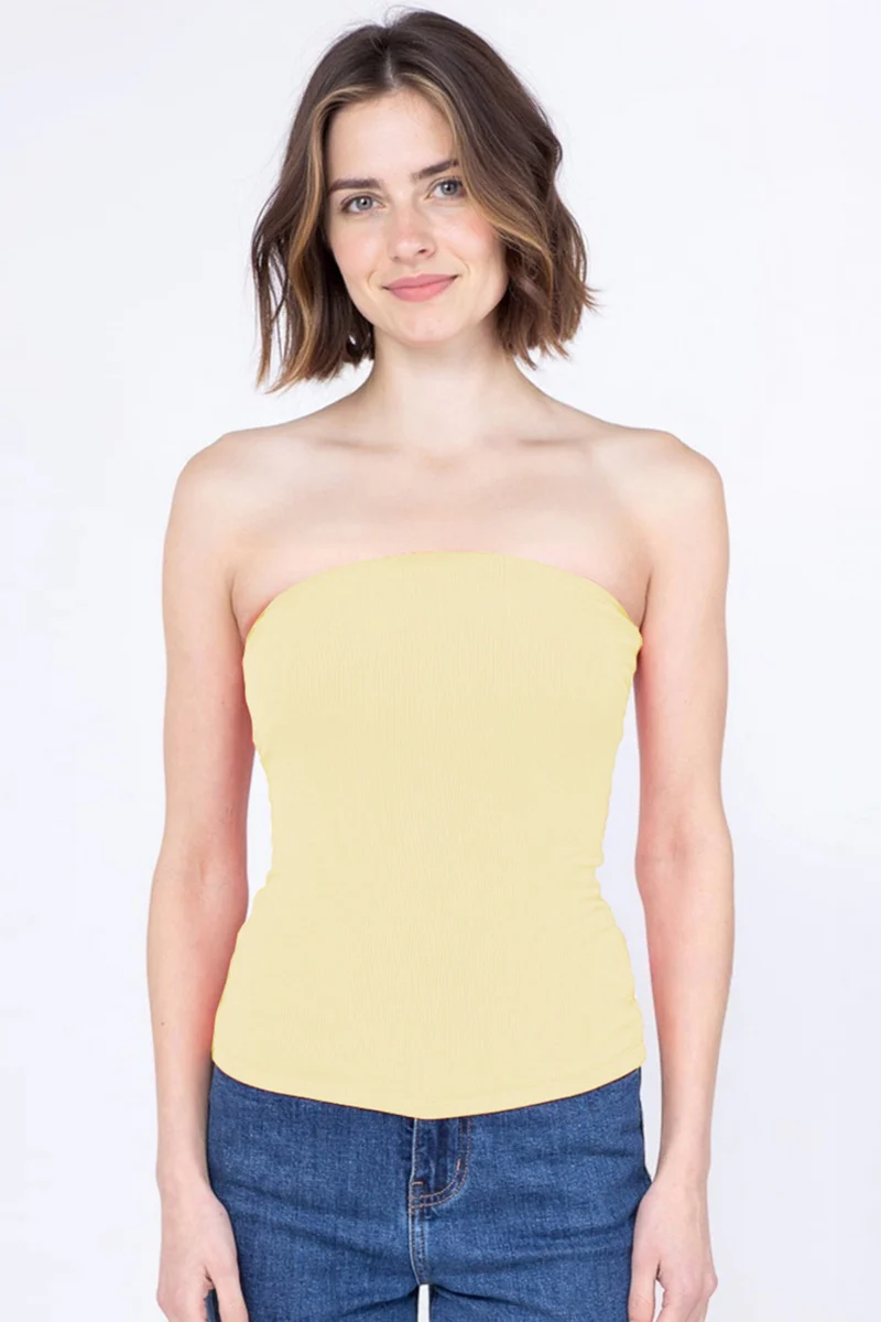 KATCH ME Stretch Slim Solid Color Sleeveless Tube Top - Image 2