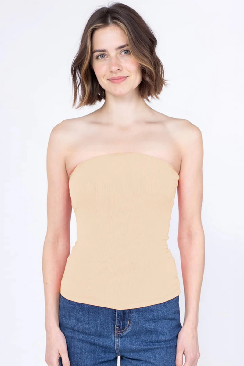 KATCH ME Stretch Slim Solid Color Sleeveless Tube Top - Image 3