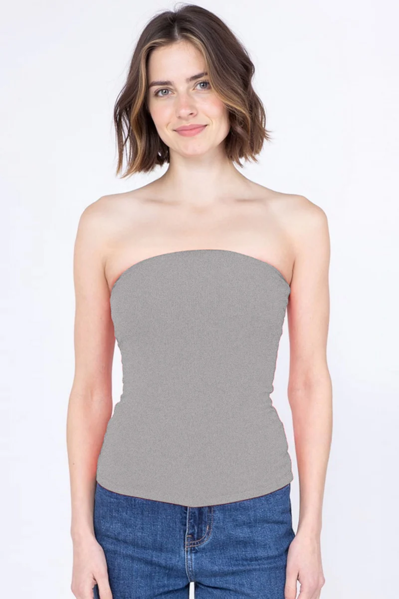 KATCH ME Stretch Slim Solid Color Sleeveless Tube Top - Image 4