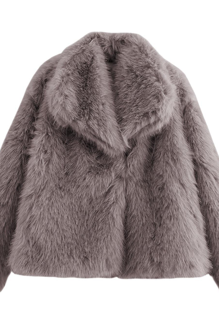 KATCH ME Thermal Fuzzy Solid Color Wide Lapel Snap Closure Oversize Outerwear - Image 10