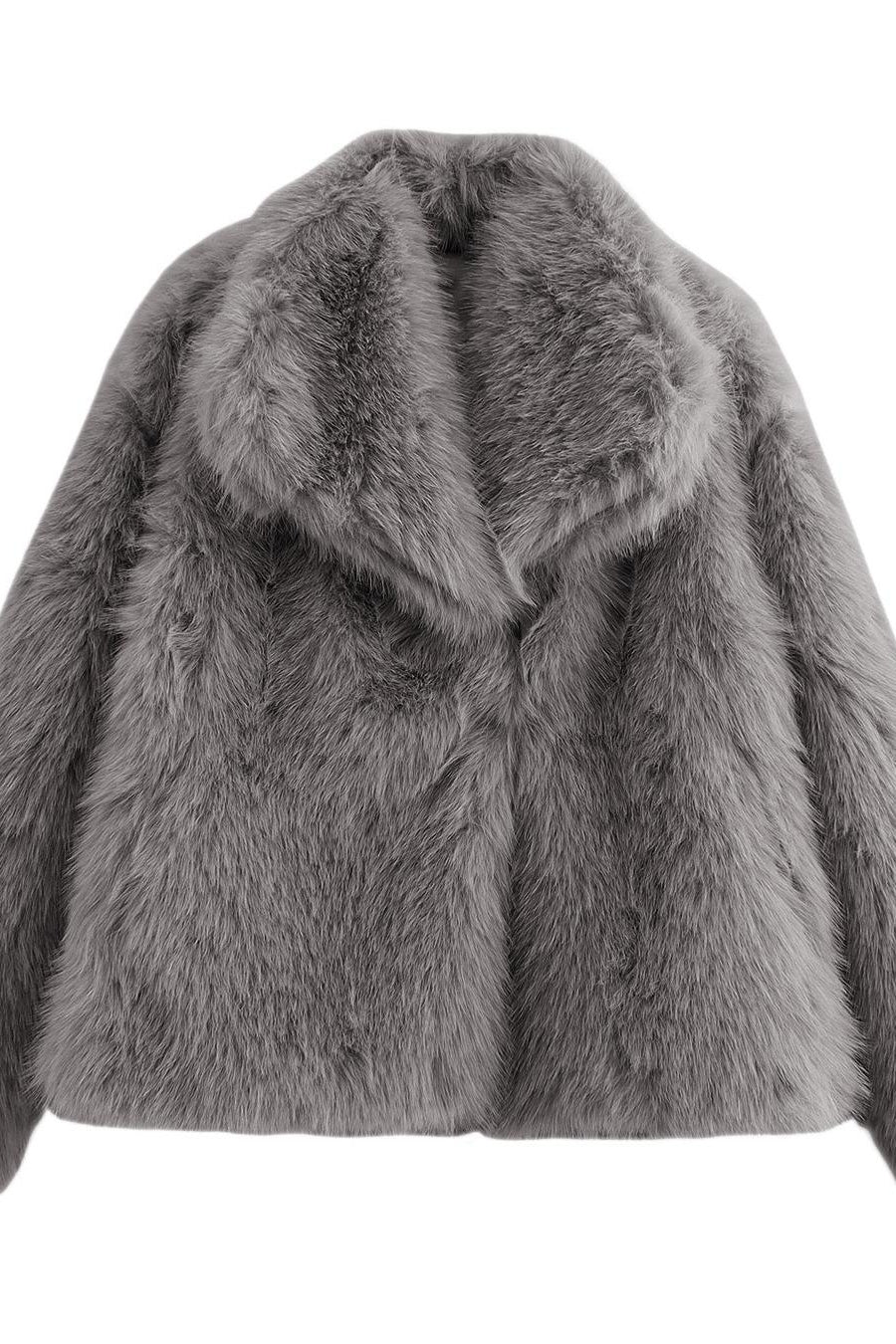 KATCH ME Thermal Fuzzy Solid Color Wide Lapel Snap Closure Oversize Outerwear - Image 11