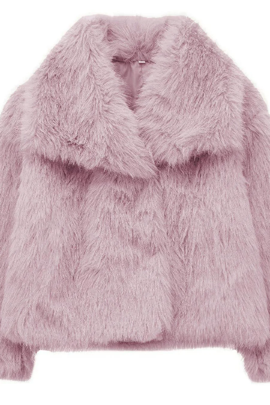 KATCH ME Thermal Fuzzy Solid Color Wide Lapel Snap Closure Oversize Outerwear - Image 9