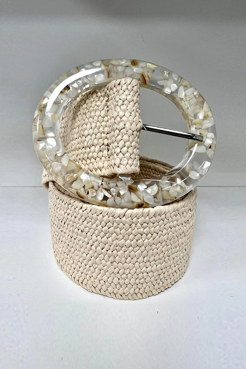 KATCH ME Solid Color Resin Buckle Elastic Woven Wide Belt - Image 11