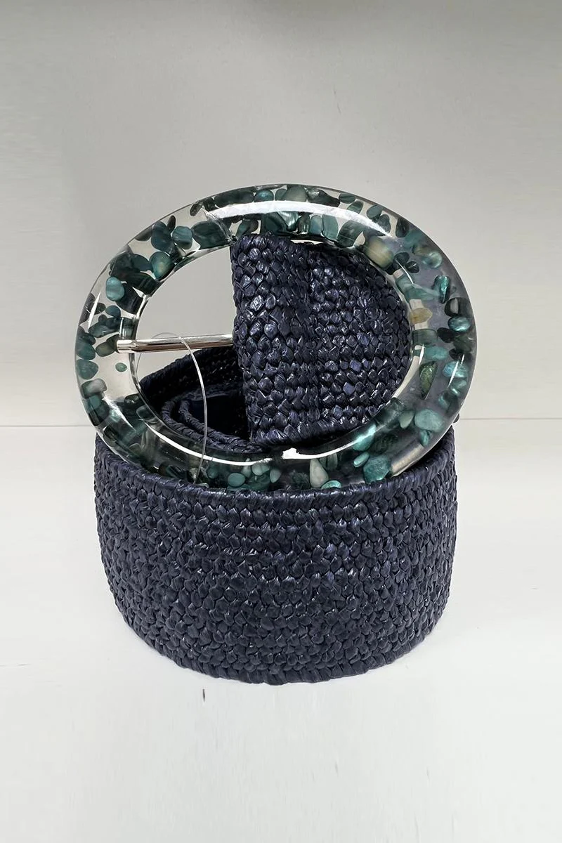 KATCH ME Solid Color Resin Buckle Elastic Woven Wide Belt - Image 16